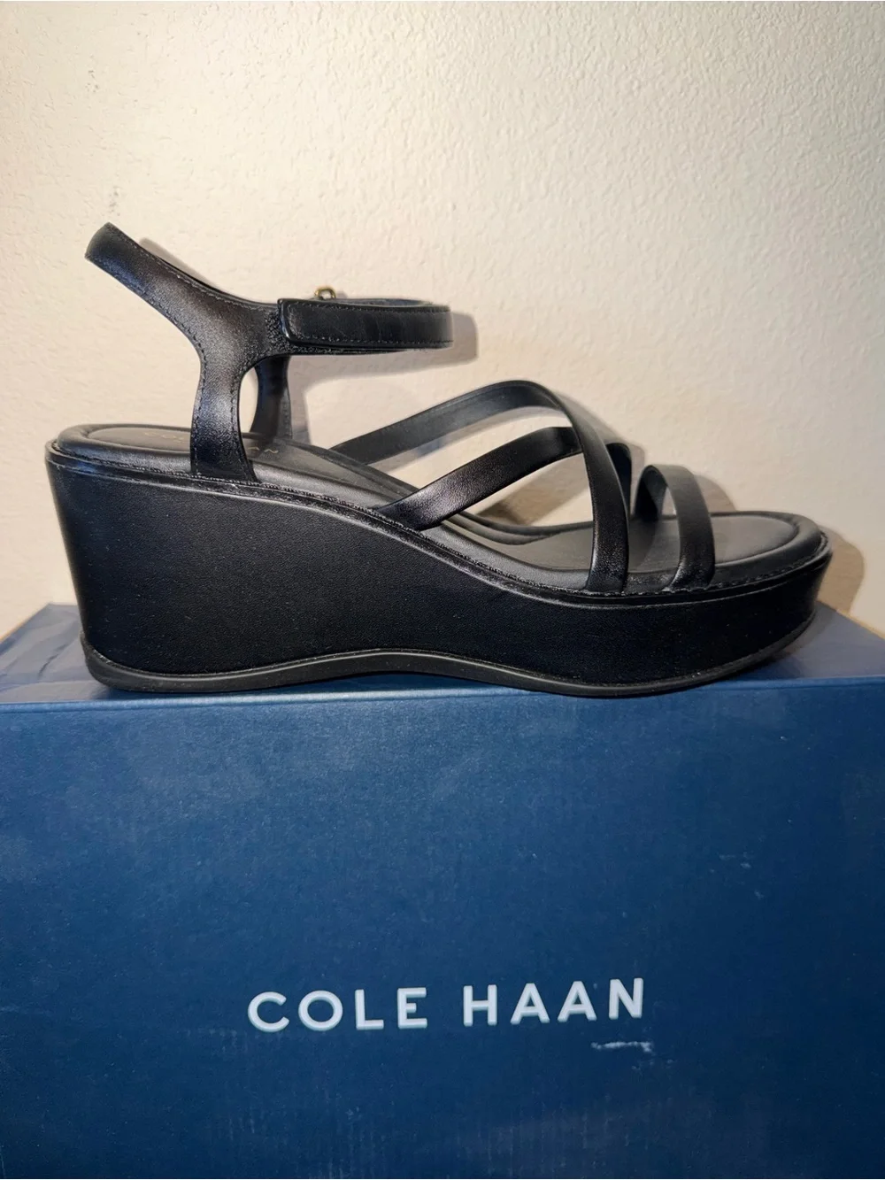 Cole Haan “Azzura” Leather Wedge Sandals